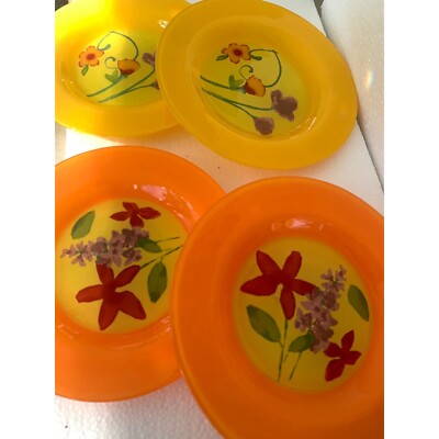 3 B T Dibbern Kristina 8  glass flower plates hand painted