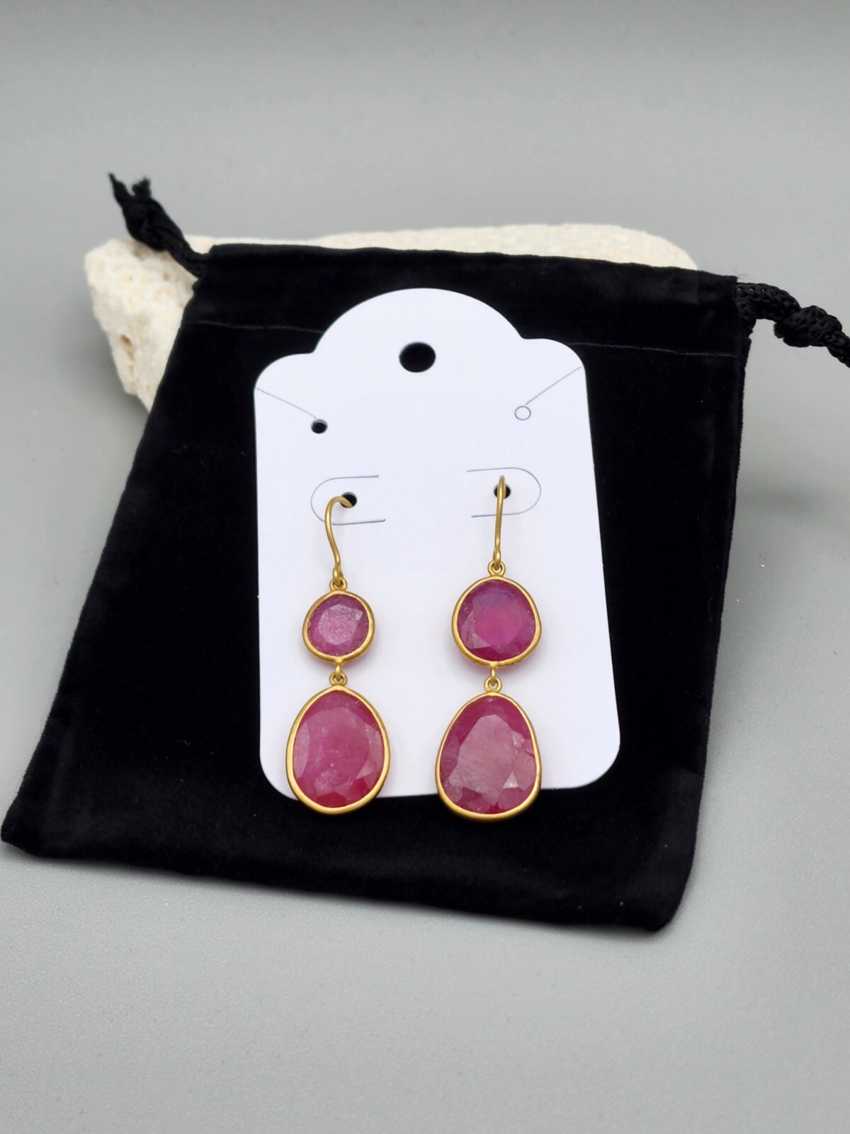 PIPPA SMALL London Solid 18K Faceted Ruby Double … - image 1