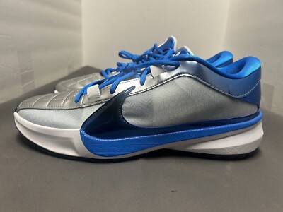 Nike Zoom Freak 5 Men's US 13 White Black White Blue Silver Perf Basketball Heat