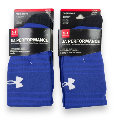 2 Pair Under Armour UA Performance Soccer OTC Socks 1-4Y Youth Blue Football $44