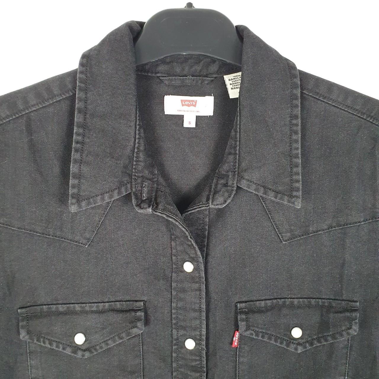 LEVIS Black Shirt Western Pearl Snap Cowboy Long Pocket Long Sleeve Womens S image 2