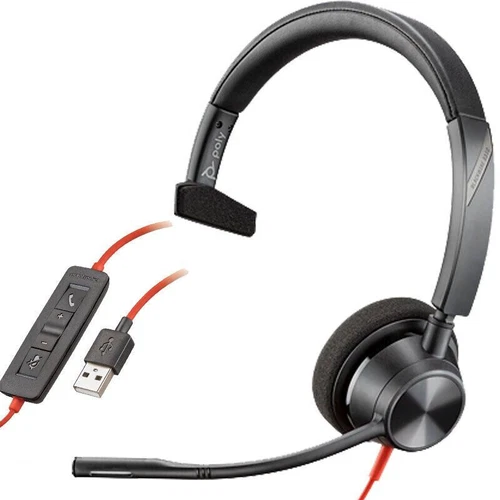 Poly Blackwire 3310 BW3310 USB-A USB-C Wired Single Ear Headset MS Teams
