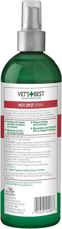 Vet’s Best Spray Alivio de la Picazón para Puntos Calientes para Perros | Alivia la Piel Seca, Erupción, Rasguños, Foto 2 de 2