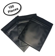 100 Premium 3x4" Matte Black Small Double-Sided Mylar Foil Zip Storage Bags 