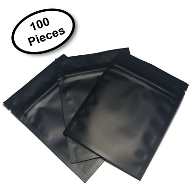100 Premium 3x4'' Matte Black Small Double-Sided Mylar Foil Zip Storage Bags 