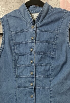 Vintage Y2K 90s 2000s DBY Sleeveless Button Down Blue Denim Dress 100%  Cotton | eBay