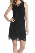 Karen Kane ~ Black Overlay Lace 2 Piece Shift Party Dress M NEW $109