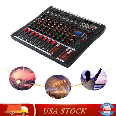 8 Channel Bluetooth Live Studio Audio Mixer Power Mixing Console Board w/USB New
