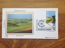 Commonwealth Day Farm Land 1982 Benham Silk FDC / Cover Mahatma Gandhi pmk