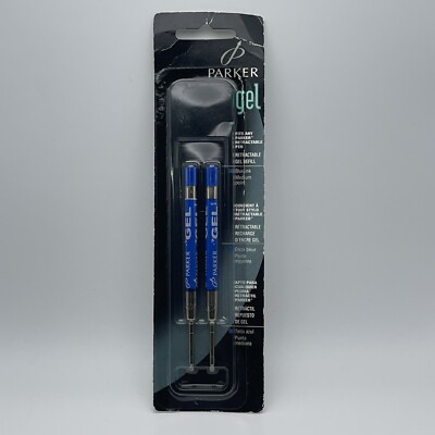 Parker Gel Refills x2 - Blue Medium Point - New Old Stock - Lot Tested Working