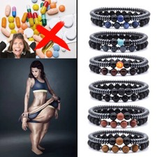 2Pcs Healthy Energy Weight Loss Magnetic Therapy Hematite Body Slimming Bracelet