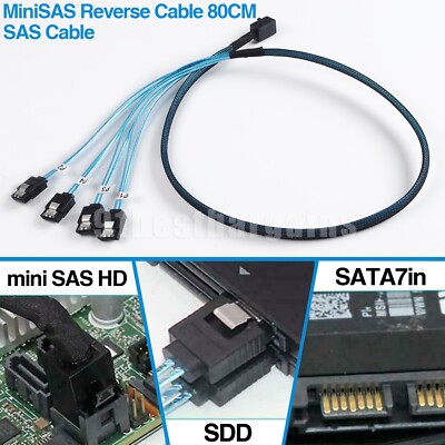 Cavo Breakout Mini SAS SFF-8643 A 4x SATA 7 Pin Reverse 80cm Per HD