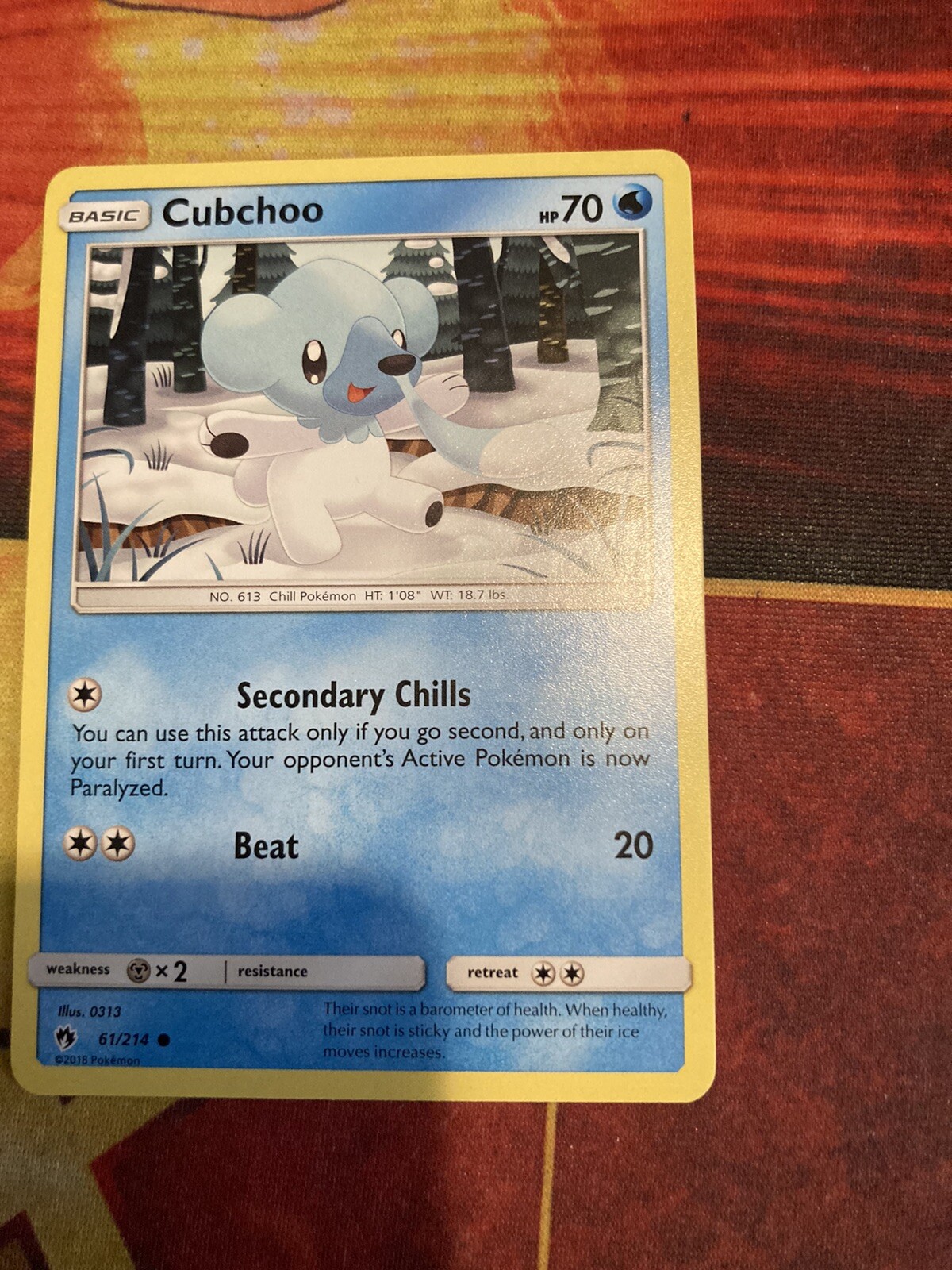 Pokemon CUBCHOO Sun & Moon Lost Thunder 61/214 NM/Mint-Common