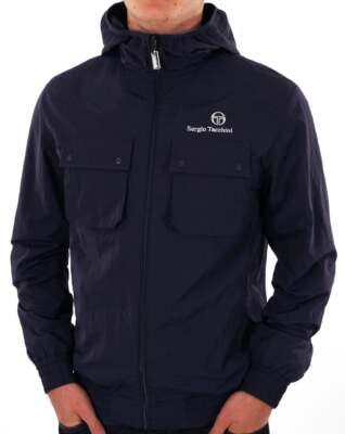 Sergio Tacchini Men's Demonte Terrace Pocket Jacket Navy - Hooded