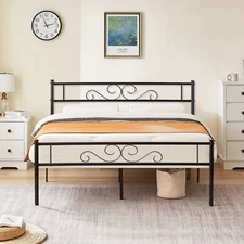 Queen Bed Frame Metal Platform w/Headboard Footboard Foundation Easy Assembly