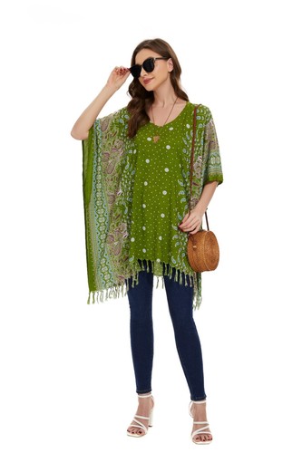 Beautybatik Women Boho Flora Printed Short Sleeve V neck Plus Size Tunic Tops - Picture 89 of 89