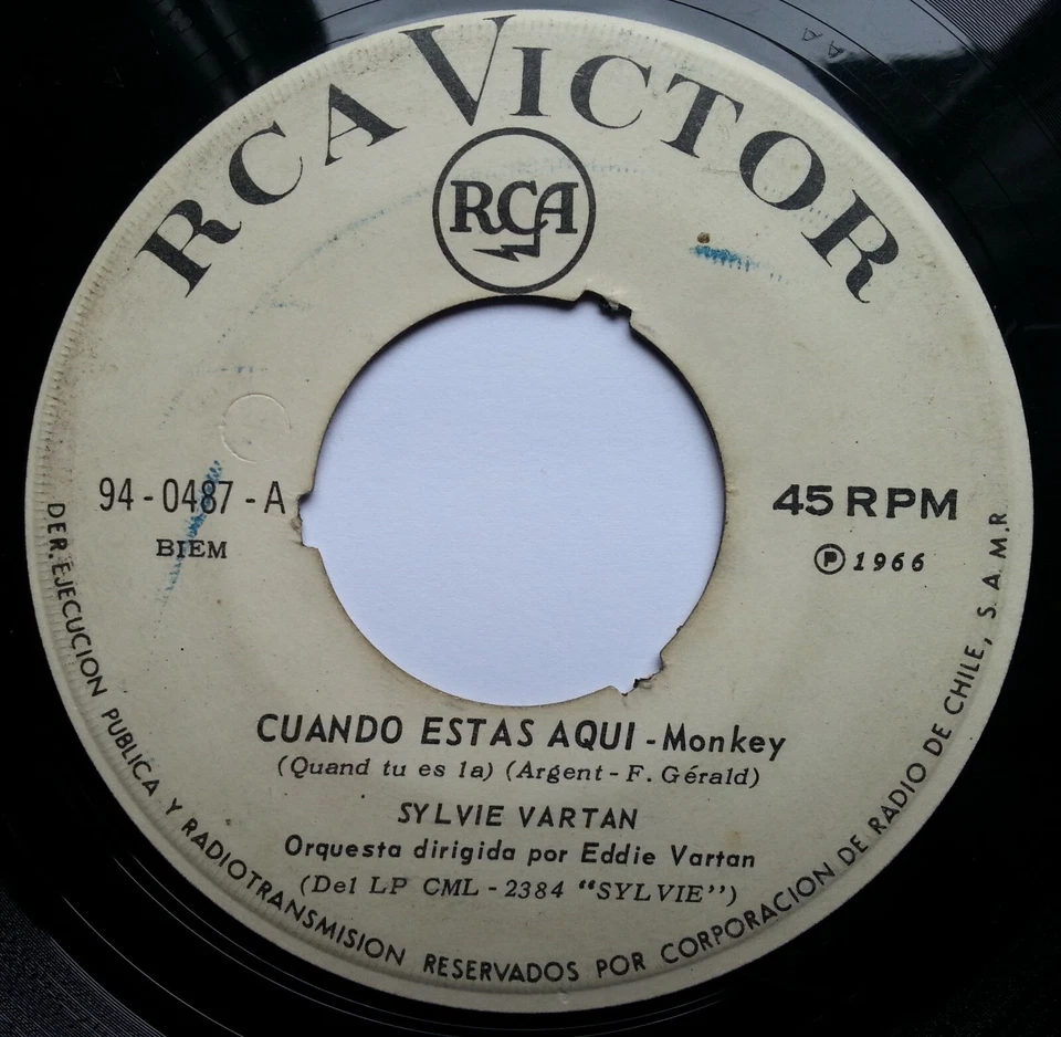 SYLVIE VARTAN QUAND TU ES LA/SI TU N'EXISTAIS PAS 1966  RARE CHILEAN PRESS ONLY! - Image 2 of 4