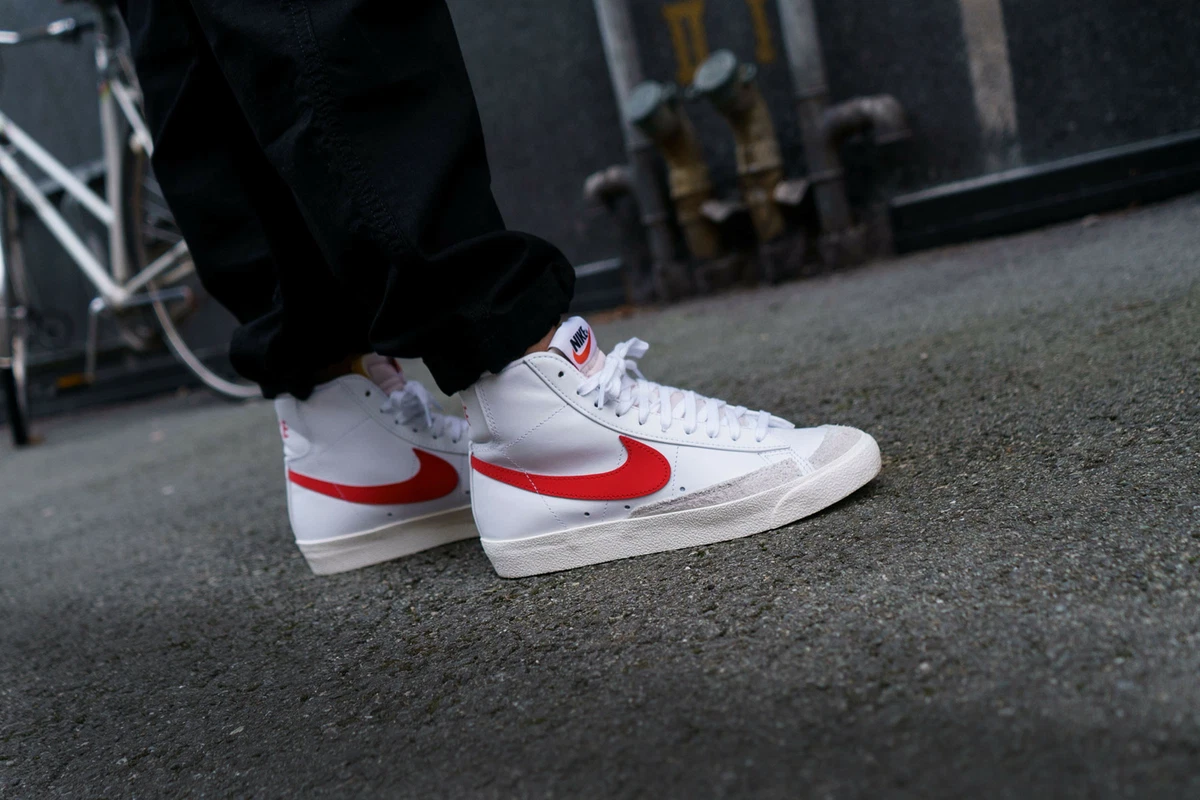 nike blazer mid red white