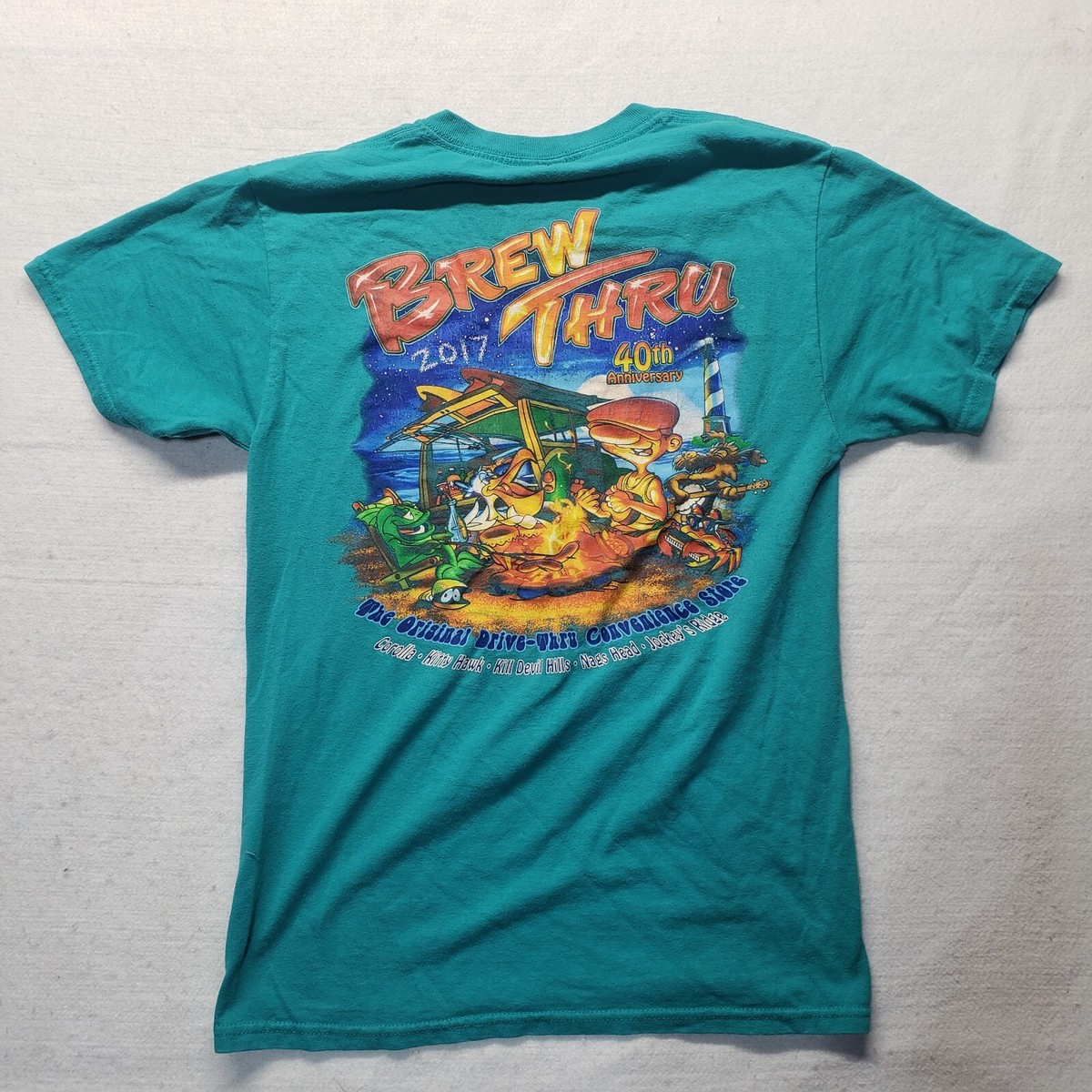 Brew Thru 40th Anniversary Outer Banks T Shirt 2017 Blue Adult 