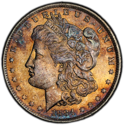 1884-O PCGS MS63 Morgan Dollar w/ Exceptional Rainbow Toning & PQ Eye Appeal
