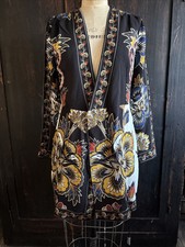 Anthropologie Farm Rio FLORAL WRAP Mini Dress Long-Sleeve Dynamic girl boss bold