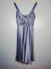 DEBUT DRESS 12 GREY  PARTY 43"  STRAPPY SEQUIN WRAP OCCASION VA13