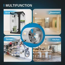 Inline Duct Fan with Low Noise Exhaust Booster for HVAC Ventilation in Grow Tent