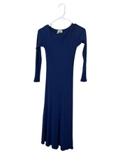 Farm Rio Dress Womens Medium Blue Ribbed Knit Long Sleeve Maxi Bodycon