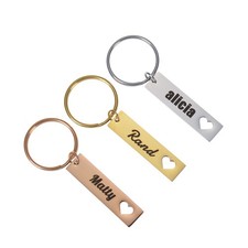 Pendantify Bar Name Keychain with Heart Cutout Custom Name Engraved Keyring