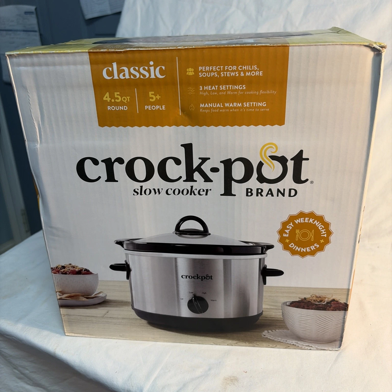 Crock-Pot SCR450-S 4.5 Quart Slow Cooker New In Unopened Box Low High Medium