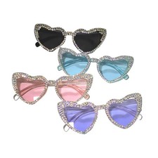 Women Sun Glasses Uv400 Rhinestone Sunglasses Heart Shaped Sunglasses Festive
