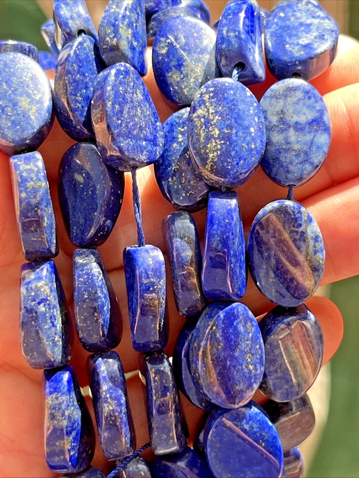 Lapislazuli Lapis Perlen Oval geschwungen 18 mm 22 Stück Edelstein Kristall DIY - Bild 3 von 4