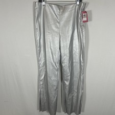 $89 Vince Camuto Women's Metallic Pull-on Flared-Leg Pants - Silver 12