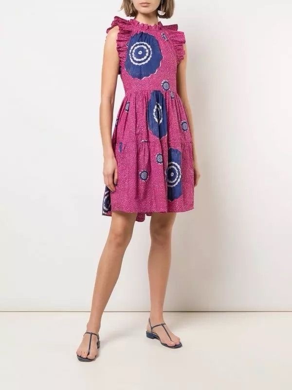 Ulla Johnson Tamsin Tiered Sleveless Dress in Fuchsia size 2