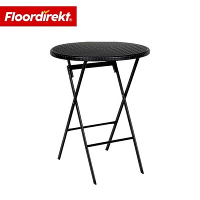 Floordirekt Klapptisch Gartentisch Toyama Rattan Ø60 cm schwarzer Balkontisch