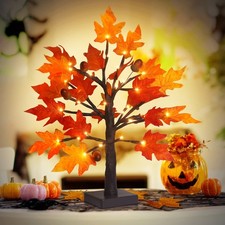 1.5ft Lighted Maple Tree-Artificial Fall Tree Light, Timer 36 LED Warm White ...