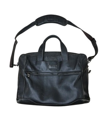 Hartmann Black Briefcase Leather Aviator Expandable Laptop With Strap