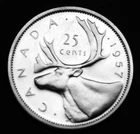 19657 25¢ silver proof like coin with superb details UNC