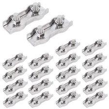 20pcs M2 Stainless Steel Duplex Wire Rope Clip Cable Clamp, Double Bolt 