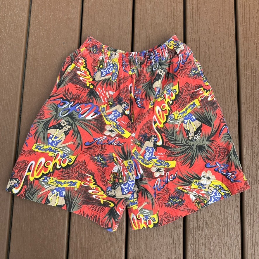 Vintage Hawaiian Shorts 80s Rare Big Print S Gem