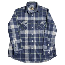 Freedom Foundry Shirt Men M Navy Blue Plaid Flannel Button Down Casual Outdoor