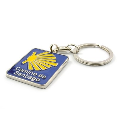 Schlüsselanhänger Camino de Santiago blau-gelb - Jakobsweg Jakobsmuschel