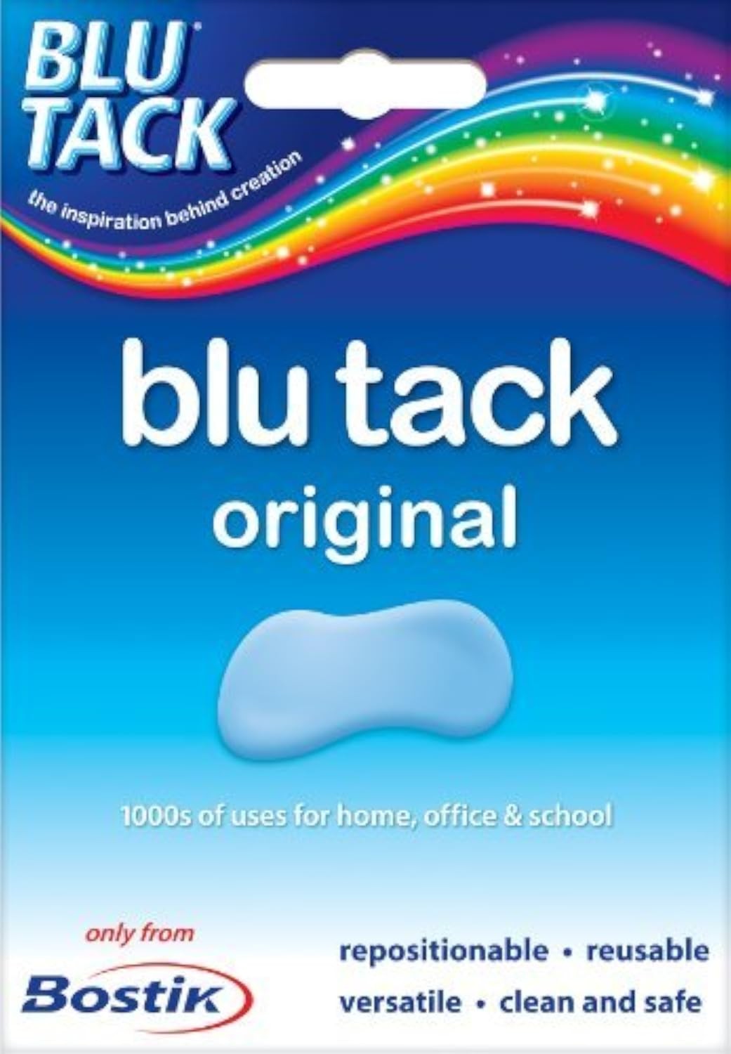 Bostik Blu-Tack Original Mastic Putty Adhesive Non-Toxic Blue 60 g Ref 801103