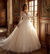 Ivory wedding dress wedding dress 34 36 38 40 42 44 46 48 long sleeve lace-up N. Measurement