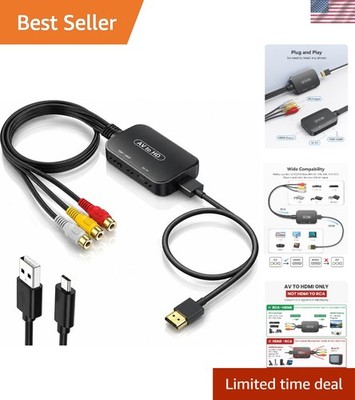 RCA to HDMI Converter,Av to HDMI for Xbox,Ps One,Ps2,Ps3,N64,Wii,Vcr,Vhs,Stb,Blu