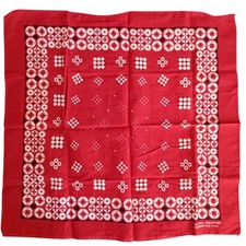 Vintage Hanky Bandana Cowboy Red 100 Cotton USA Geometric Colorfast Biker