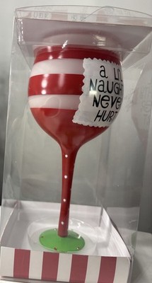 Sassy Sayings Hand Painted Wine Glass -  A Lil Naughty Never Hurt 