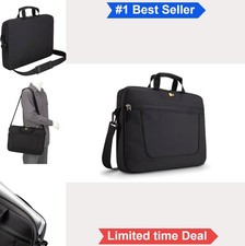 Laptop Briefcase 15 Inch Padded Compartment Removable Strap Black Bag for Work