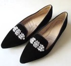 Adrienne Vittadini Palo Black Velvet Crystal Flats Size 8 — photo 1