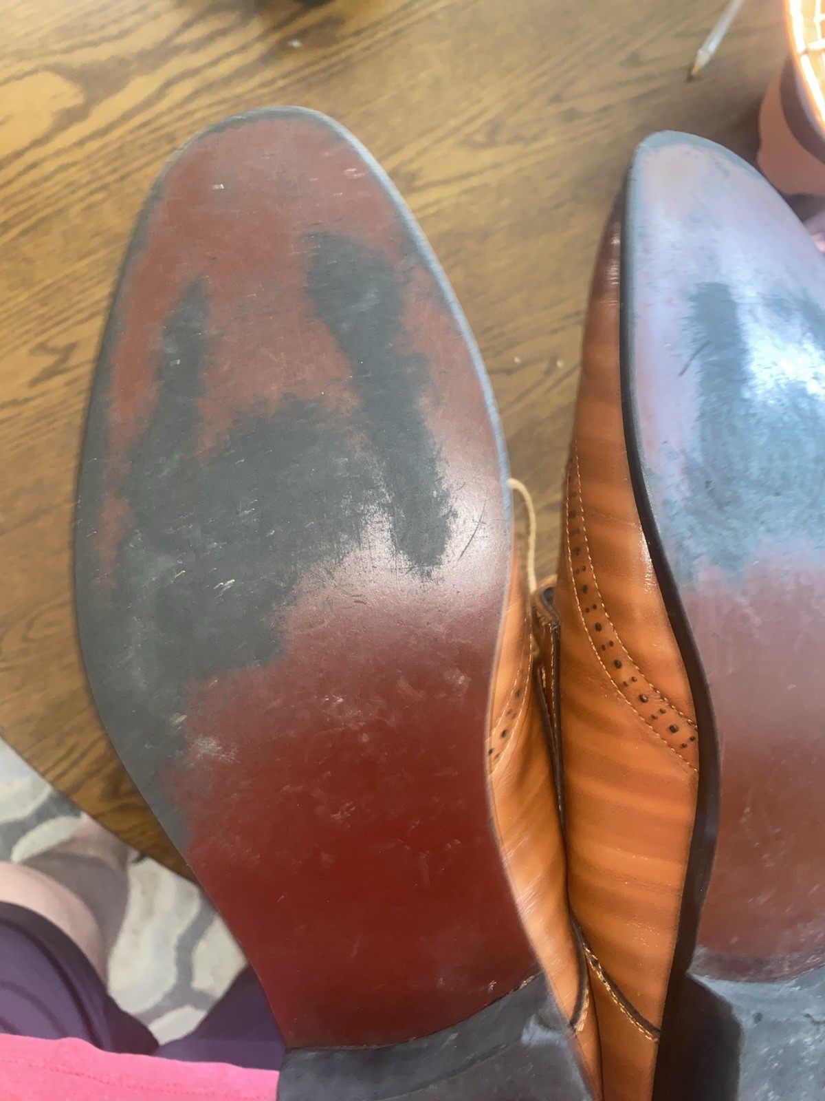 SAOLA Scarpe eleganti in pelle marrone chiusura con cravatta. Punta alare taglia EU 44 suola in pelle formale